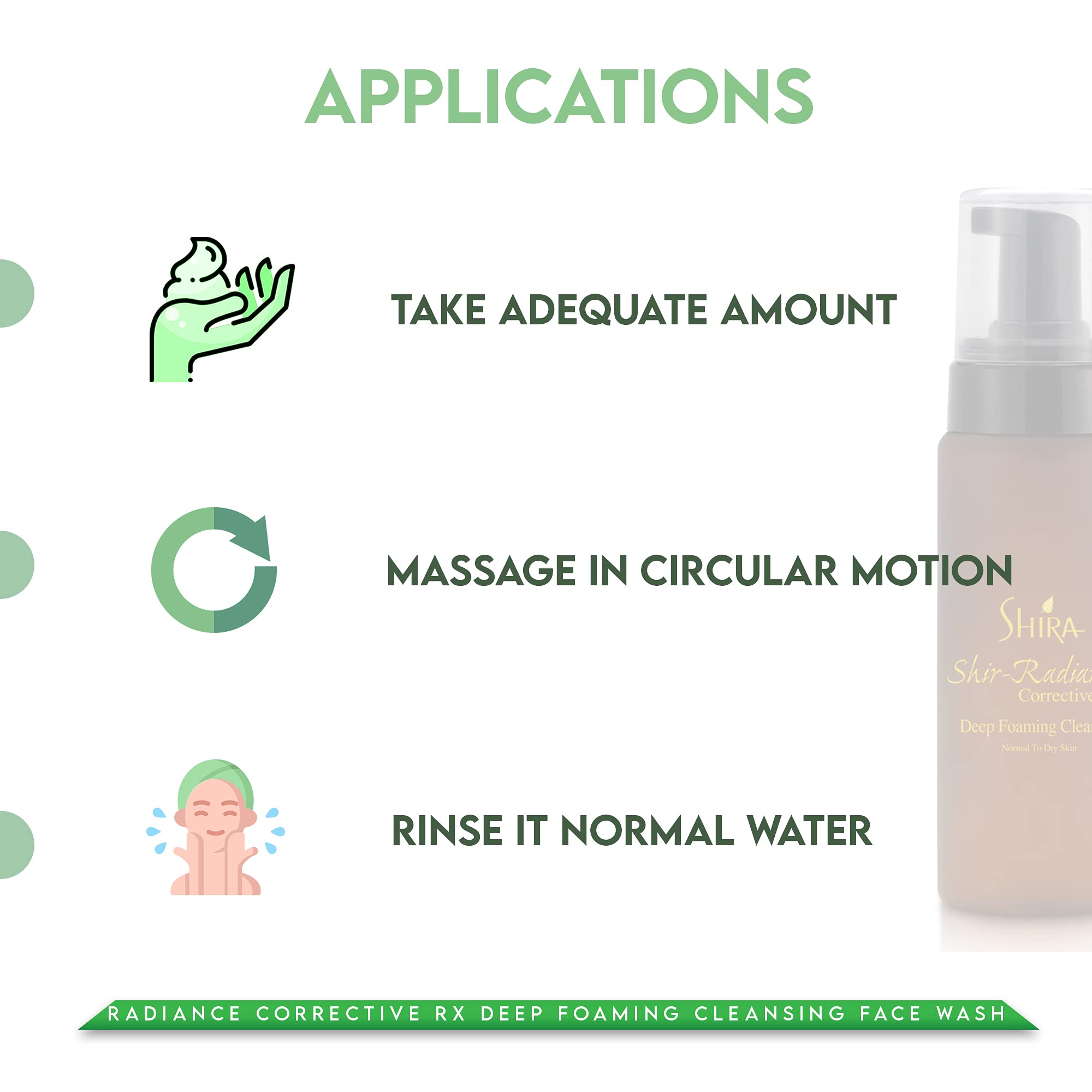 Shira Shir-Radiance Corrective RX Deep Foaming Cleansing Face Wash For Balanced Skin PH, Skin Brighting, Deep Pore Cleansing for Normal to Dry Skin (200ml)